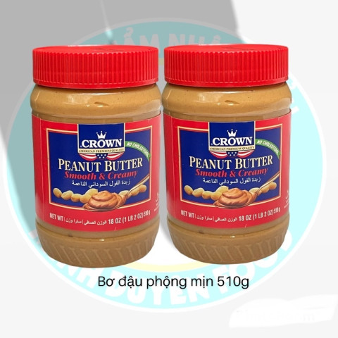 Bơ đậu phộng mịn Crown hũ 510g