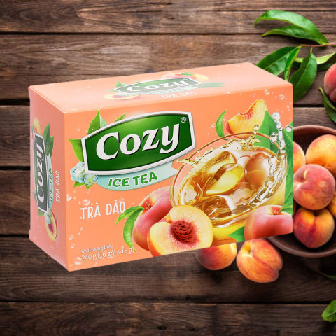 Trà Cozy Ice Tea hương đào 240g (16 gói x 15g)Trà Cozy Ice Tea hương đào 240g (16 gói x 15g)