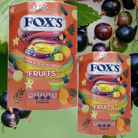 Kẹo Fox's trái cây chanh và lý chua đen 125g