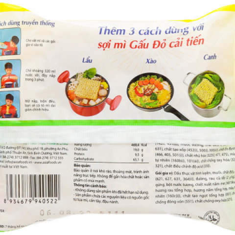 Mì Gấu Đỏ chay rau nấm 62g