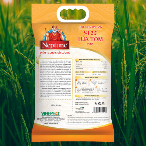Gạo Thơm Đặc Sản Neptune ST25 Lúa Tôm Plus 5kg