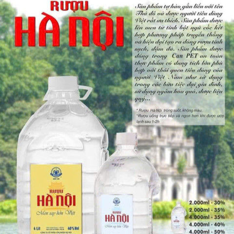 Rượu Hà Nội 40% can 4 lít