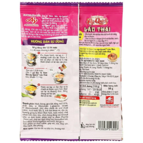 Gia vị nêm sẵn Aji-Quick lẩu Thái 50g