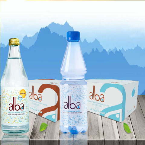 Nước Khoáng Không Ga Chai Thuỷ Tinh Alba 450ml