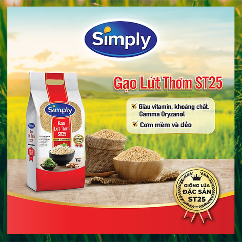 Gạo Lứt Thơm ST25 Simply 1kg