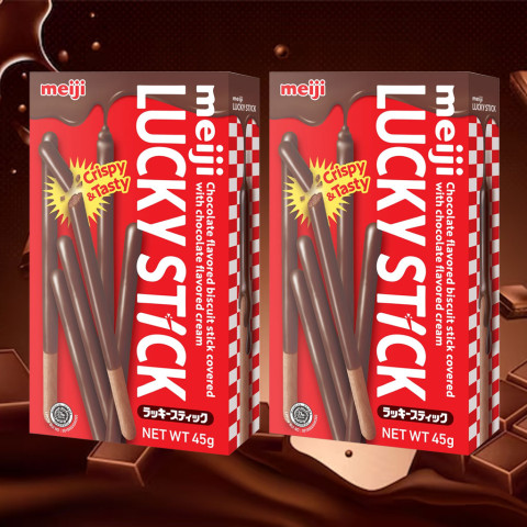 Bánh que Meiji Lucky Stick phủ kem hương socola 45g