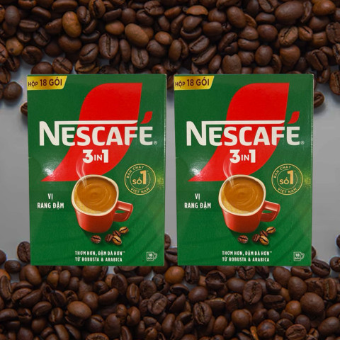 Cafe vị rang đậm Nescafe 3in1 hộp xanh 18 gói 16gr