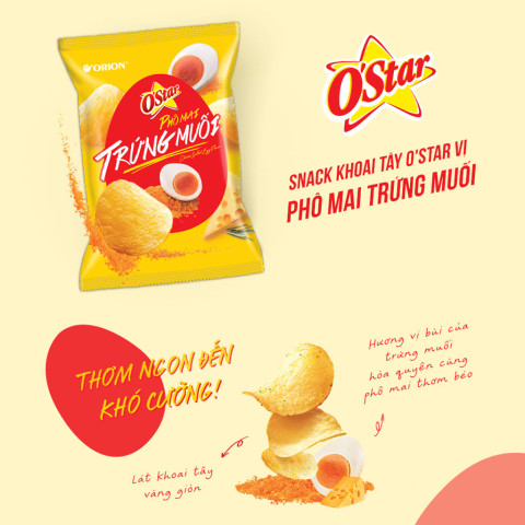 Snack khoai tây vị phô mai trứng muối O'Star 56g