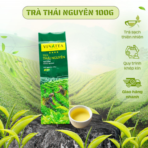 Trà xanh Thái Nguyên sợi rời túi HCk Vinatea 100g 