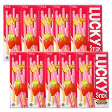 Bánh que Meiji Lucky Stick phủ kem dâu 45g