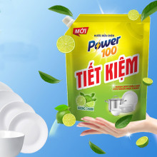 Nước rửa chén POWER100 tiết kiệm hương chanh TÚI 3.5kg